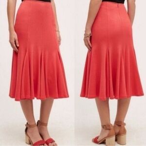 HD in Paris Anthropologie / red Trumpet Knit Midi Skirt Size 6